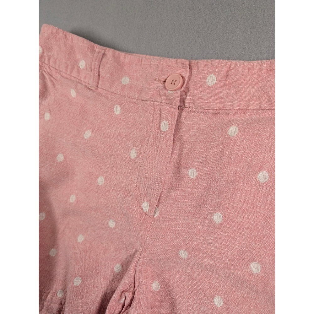 LOFT Pink Polka Dot Linen Blend‎ Shorts Womens Size 12 Preppy Summer - Picture 2 of 6